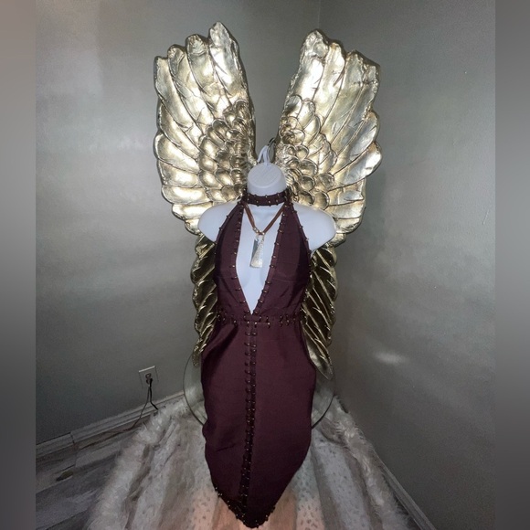 Gorgeous Akira Burgandy Bandage bodycon Dress size M - Picture 4 of 16